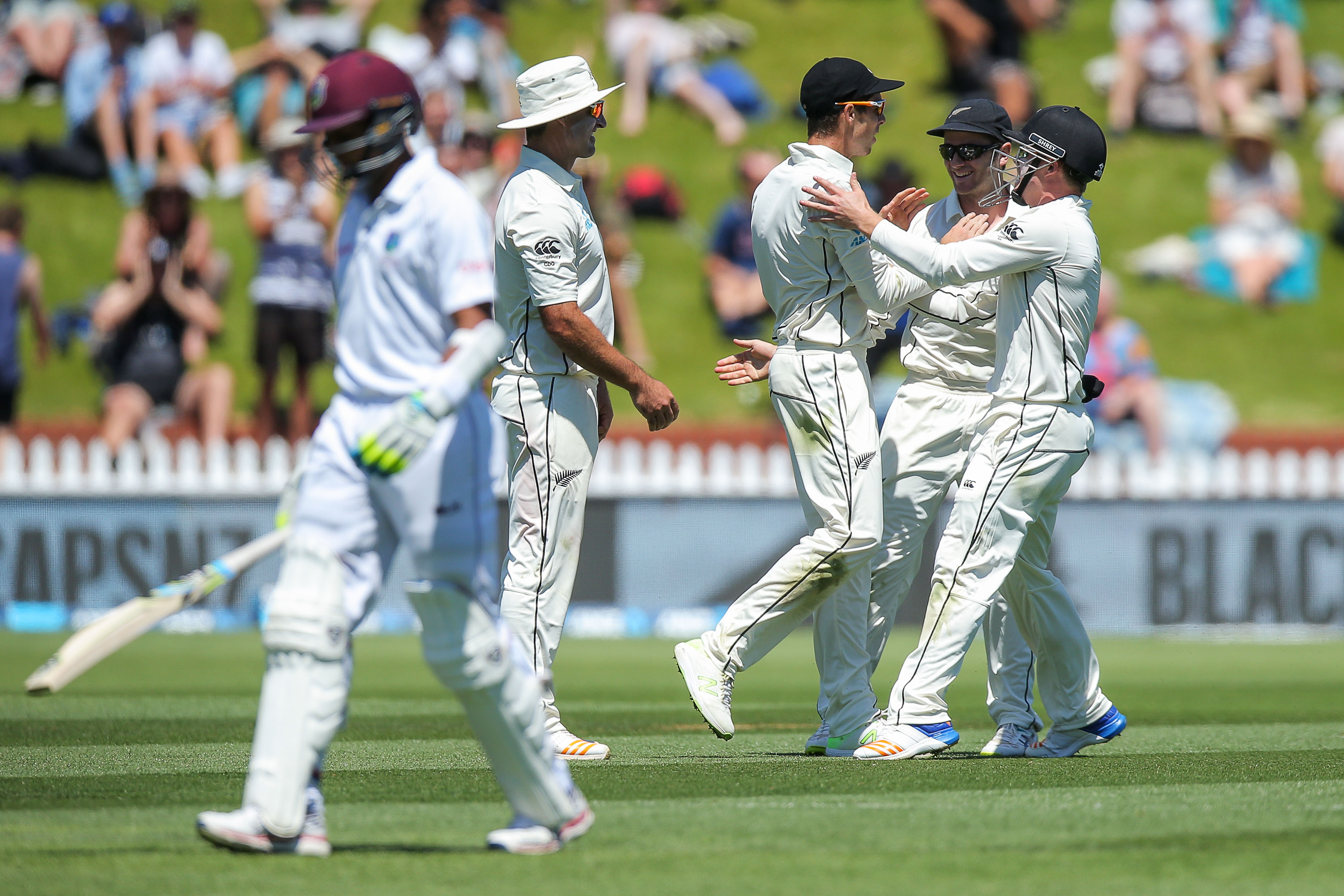 New Zealand bowlers celebrating a wicket