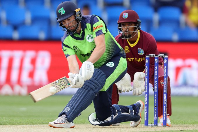 Nicholas Pooran watches on as Andy Balbirnie shreds his team's hopes of making it to the Super 12s
