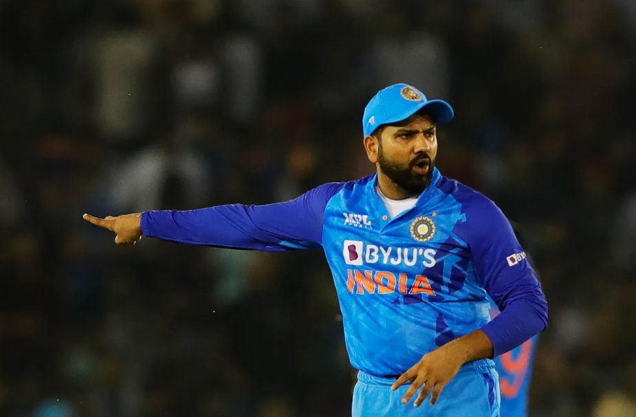 Rohit Sharma in action during India's first T20I vs Australia.