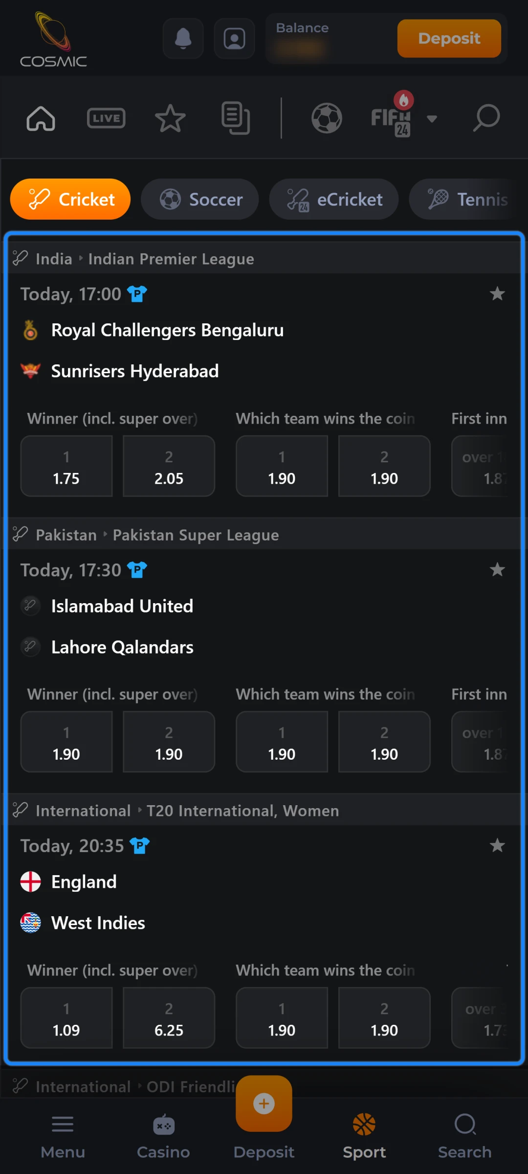 Check odds.