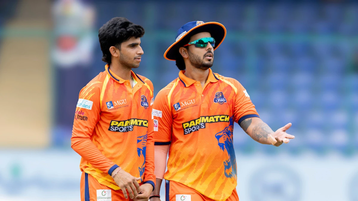 Nitish Rana and Hrithik Shokeen of West Delhi Lions