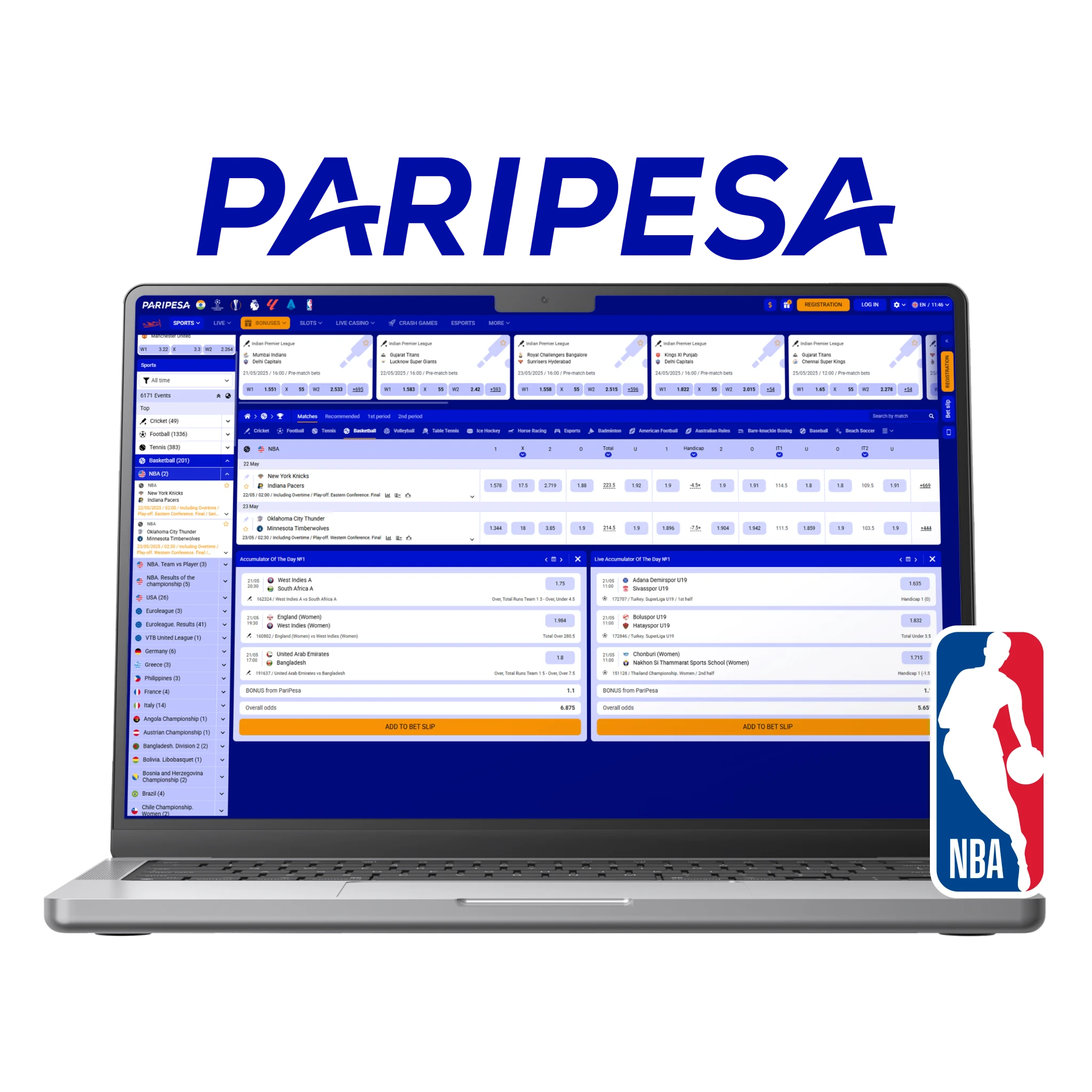 Paripesa website has good odds for basketball.